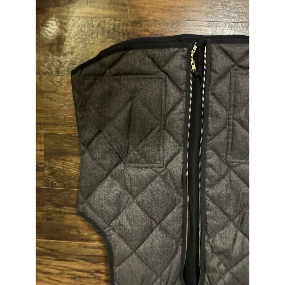 J Crew Down Quilted Excursion Vest Full Zip Women’s Size Medium M Pockets Gray